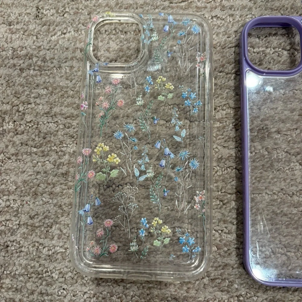 3 Iphone 14 Plus Phone Cases - 2 Floral - 1 Clear